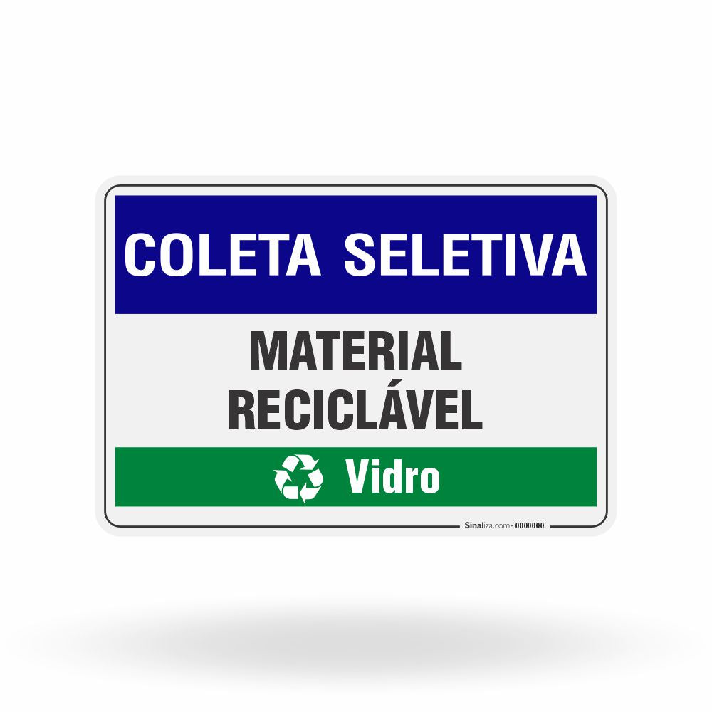 Placa Coleta Seletiva - Vidro