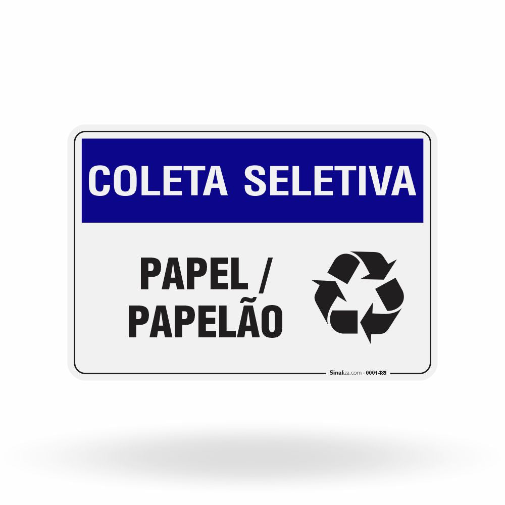 Placa Coleta Seletiva - Papel / Papelão