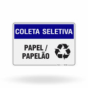Placa Coleta Seletiva - Papel / Papelão