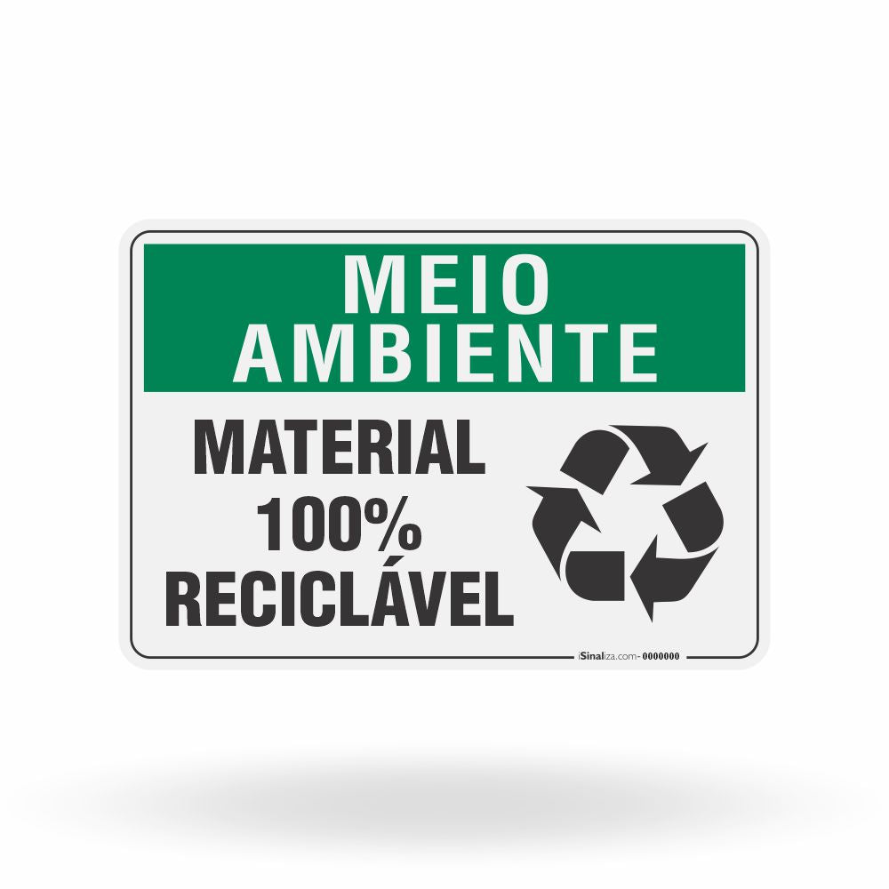 Placa Meio Ambiente - Material 100% Reciclável