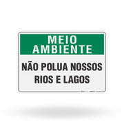 Placa Meio Ambiente - Não Polua Nossos Rios e Lagos