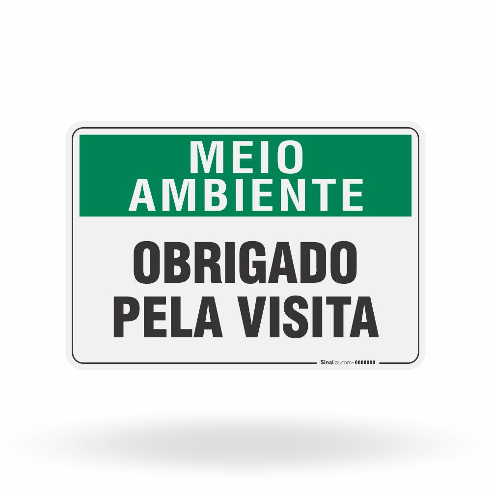 Placa Meio Ambiente - Obrigado Pela Visita
