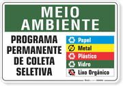 Placa Meio Ambiente Programa Permanente De Coleta Seletiva