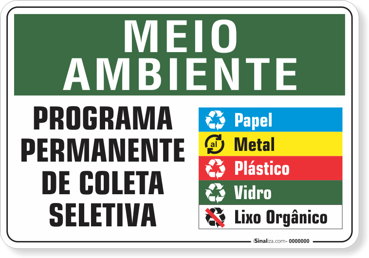 Placa Meio Ambiente Programa Permanente De Coleta Seletiva