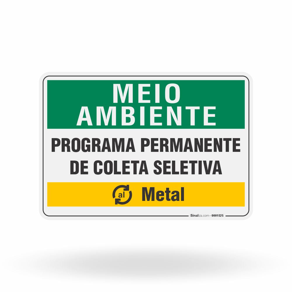 Placa Meio Ambiente - Programa Permanente de Coleta Seletiva Metal