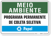 Placa Meio Ambiente Programa Permanente De Coleta Seletiva Papel