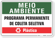 Placa Meio Ambiente Programa Permanente De Coleta Seletiva Plástico