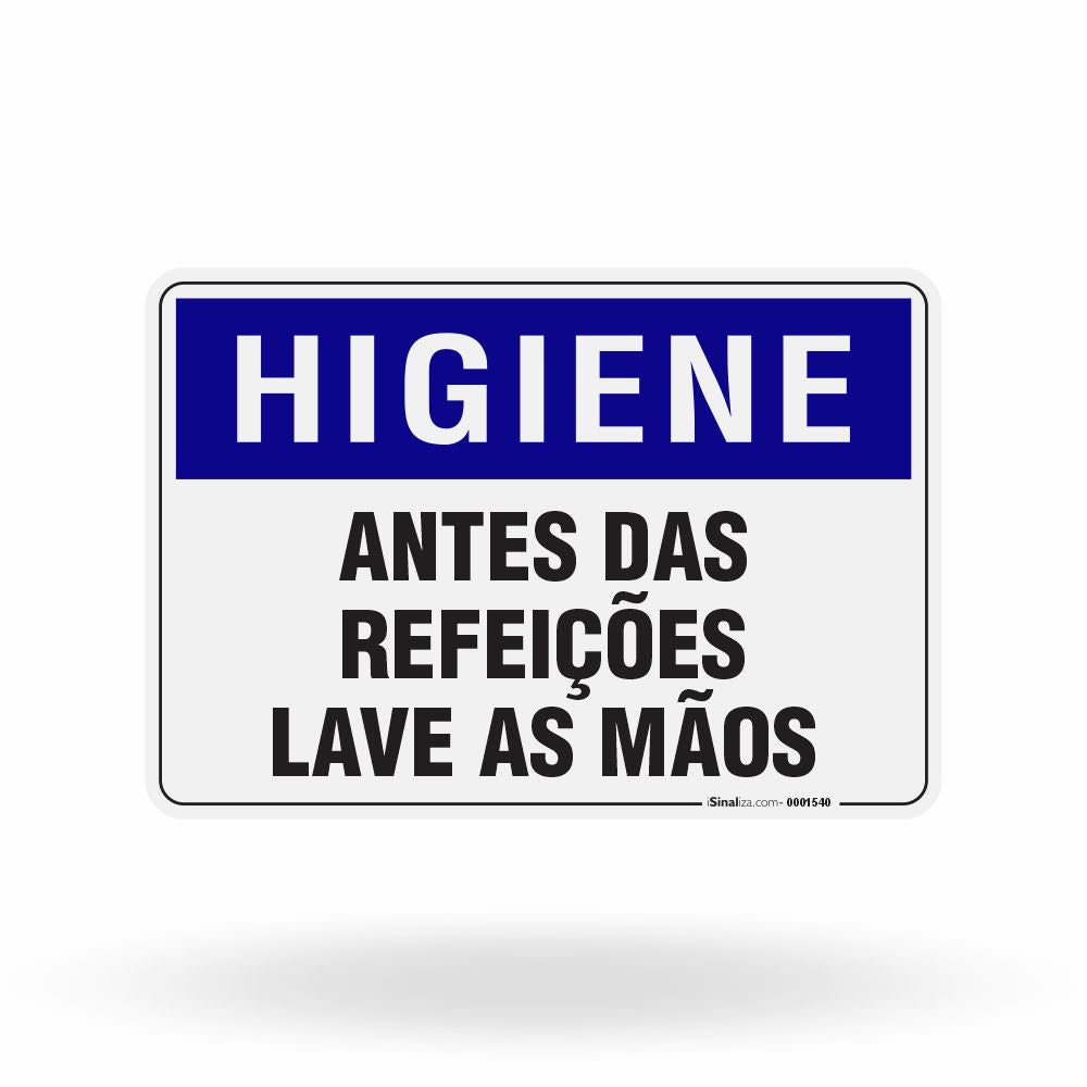 Placa Higiene - Antes das Refeições Lave as Mãos