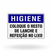 Placa Higiene - Coloque o Resto de Lanche e Refeição no Lixo