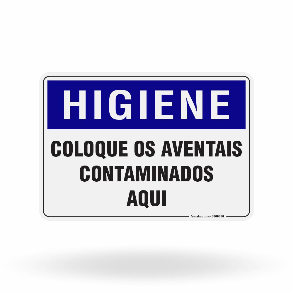 Placa Higiene - Coloque os Aventais Contaminados Aqui