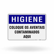 Placa Higiene - Coloque os Aventais Contaminados Aqui