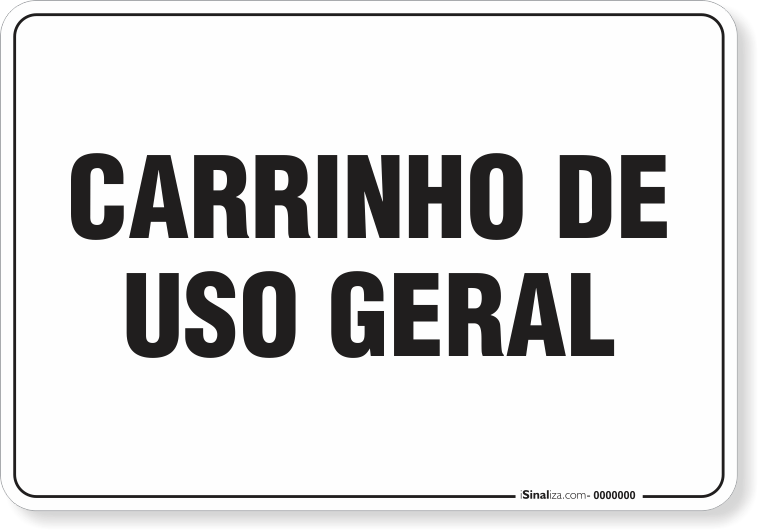 Placa Organização Carrinho De Uso Geral