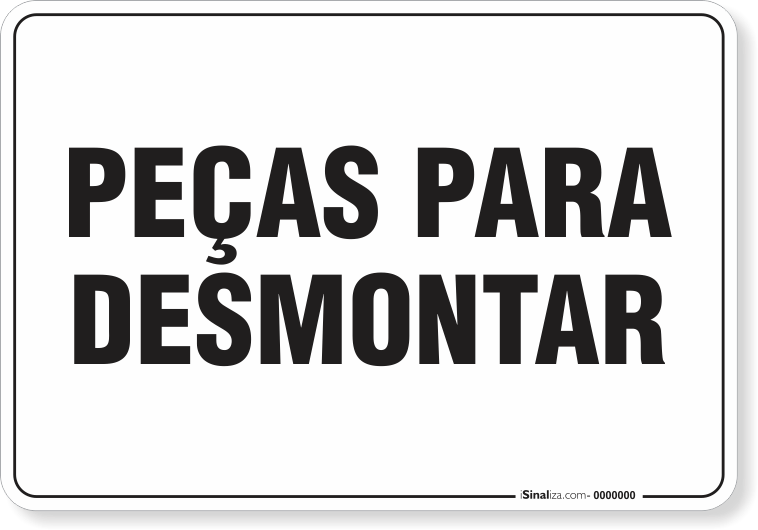 Placa Organização Peças Para Desmontar