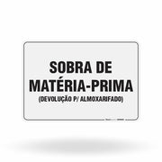 Placa Organização - Sobra de Matéria Prima Devolução para Almoxarifado