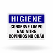 Placa Higiene - Conserve Limpo Não Atire Copinhos no Chão