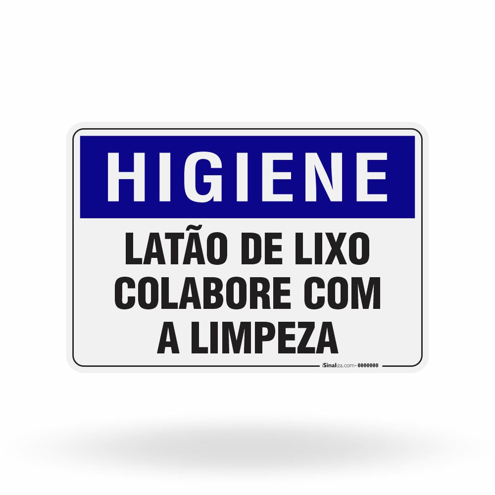 Placa Higiene - Latão de Lixo Colabore com a Limpeza