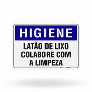 Placa Higiene - Latão de Lixo Colabore com a Limpeza