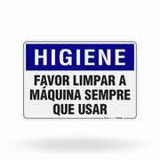 Placa Higiene - Favor Limpar a Máquina Sempre que Usar