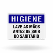 Placa Higiene - Lave as Mãos Antes de Sair do Sanitário