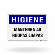 Placa Higiene - Mantenha as Roupas Limpas