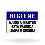 Placa Higiene - Ajude a Manter esta Fábrica Limpa e Segura