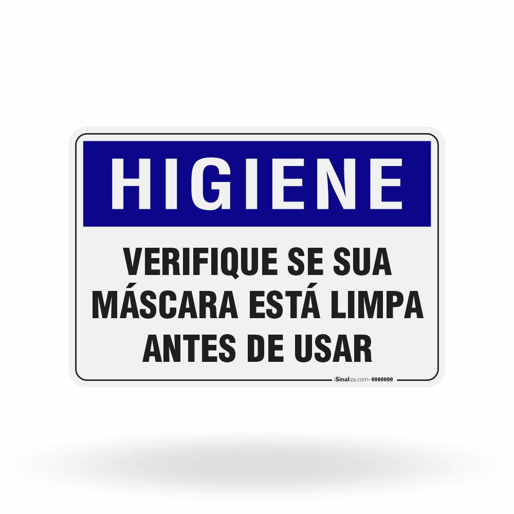 Placa Higiene - Verifique se sua Máscara está Limpa antes de Usar