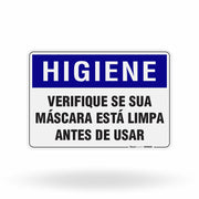 Placa Higiene - Verifique se sua Máscara está Limpa antes de Usar