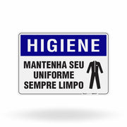Placa Higiene - Mantenha seu Uniforme Sempre Limpo