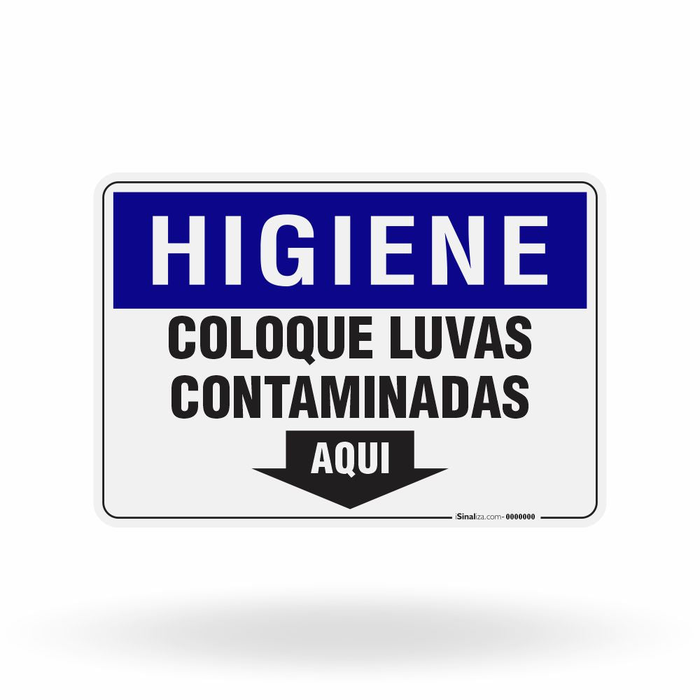 Placa Higiene - Coloque Luvas Contaminadas Aqui