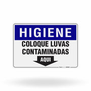 Placa Higiene - Coloque Luvas Contaminadas Aqui