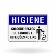 Placa Higiene - Coloque Restos de Lanches e Refeições no Lixo