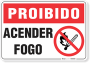 Placa Proibido  Acender Fogo