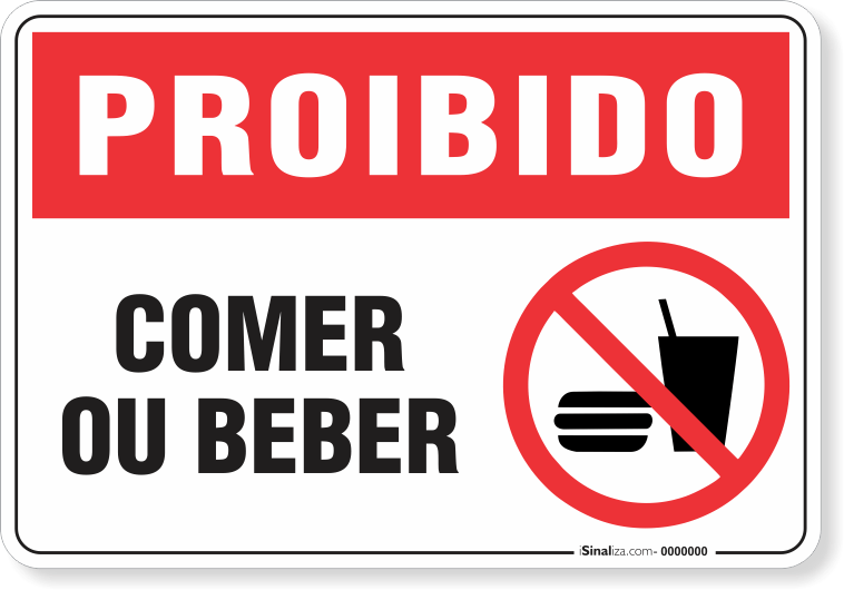 Placa Proibido  Comer Ou Beber