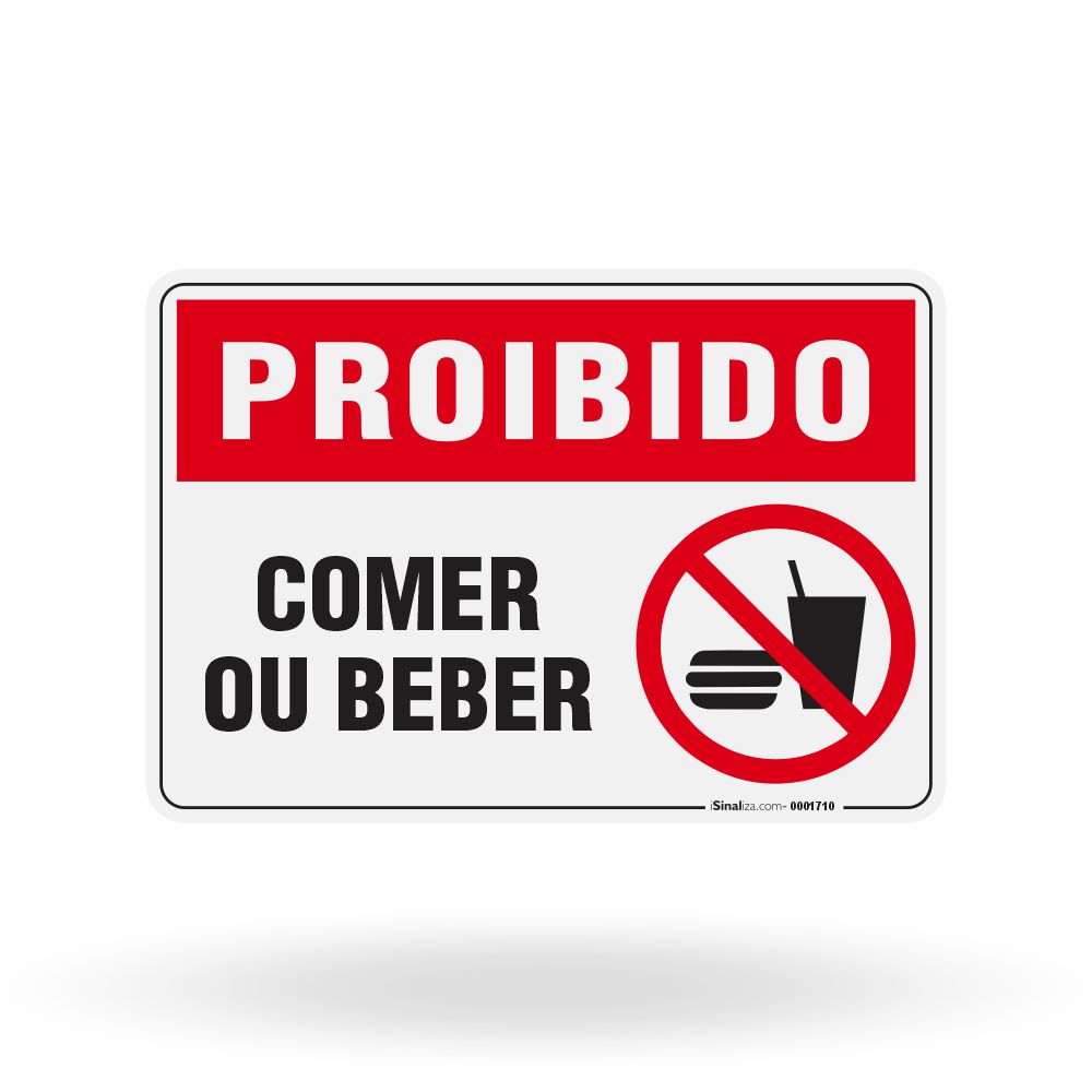 Placa Proibido - Comer ou Beber