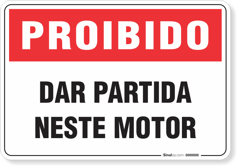 Placa Proibido  Dar Partida Neste Motor