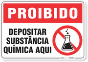 Placa Proibido  Depositar Substância Química Aqui