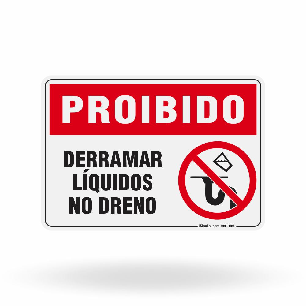 Placa Proibido - Derramar Líquidos no Dreno