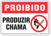 Placa Proibido  Produzir Chama