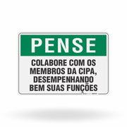 Placa Pense - Colabore Com os Membros da Cipa