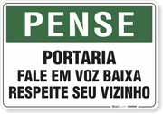 Placa Pense Portaria Fale Em Voz Baixa Respeite Seu Vizinho