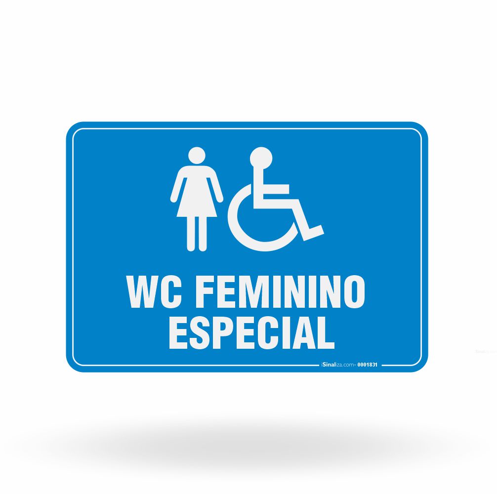 Placa de Sinalização "WC Feminino Acessível - PCD" NBR 9050