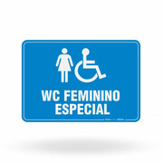 Placa de Sinalização "WC Feminino Acessível - PCD" NBR 9050