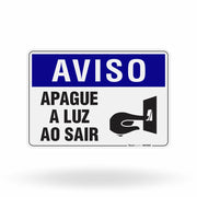 Placa Aviso - Apague a Luz ao Sair