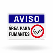 Placa Aviso - Área para Fumantes