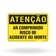 Placa Atenção "Ar comprimido risco de acidente ou morte"