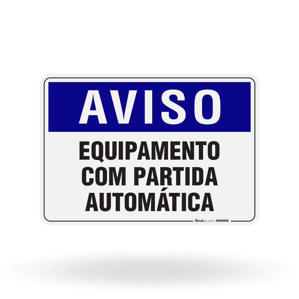 Placa Aviso - Equipamento com Partida Automática