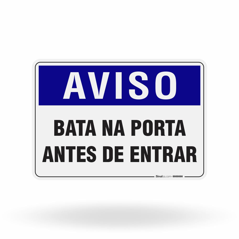 Placa Aviso - Bata na Porta Antes de Entrar