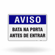 Placa Aviso - Bata na Porta Antes de Entrar