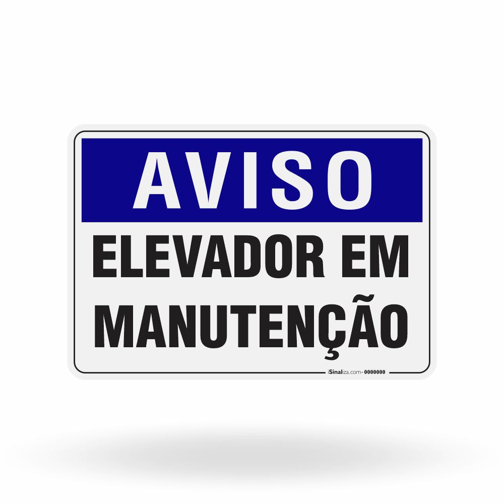 Placa Aviso - Elevador em Manutenção