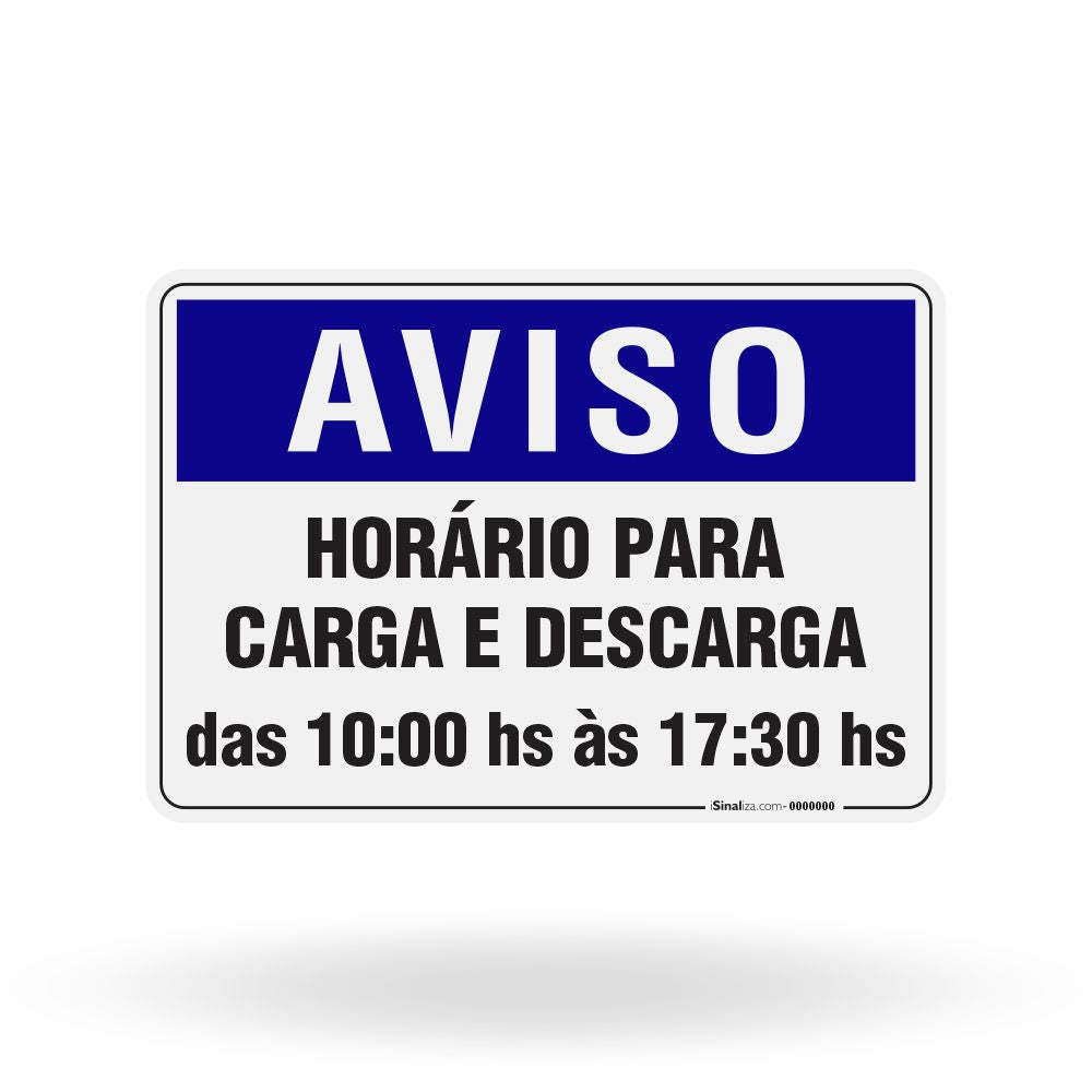 Placa Aviso - Horário para Carga e Descarga